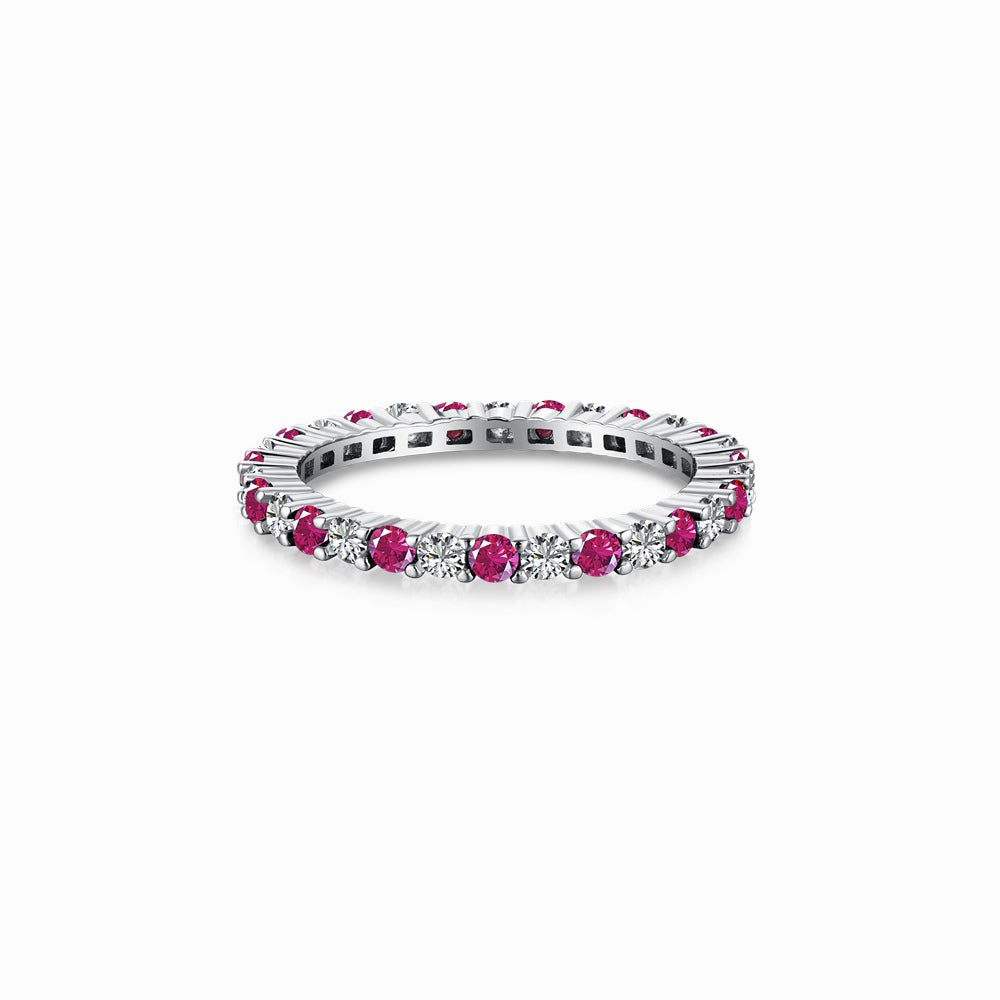 Women's Two-Tone Zirconia Single Row Paved Slim Stackable Ring, S925 with White Gold Plating