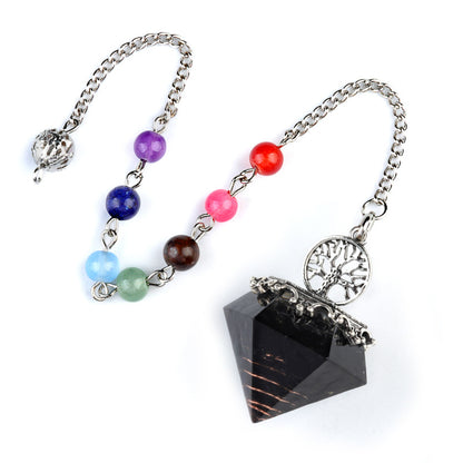 Chakra colorful bead chain crystal resin diamond pendulum