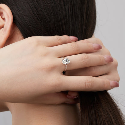 Women's Oval Zirconia Noble Elegant Ring, S925 with White Gold Plating