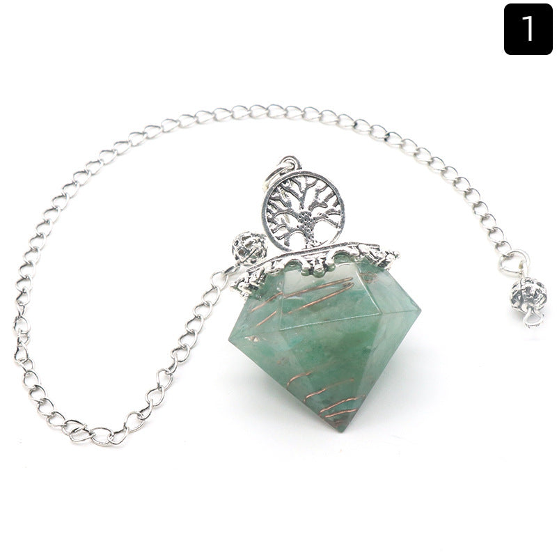 Crystal Agate Resin Gravel Diamond-Shaped Pendulum