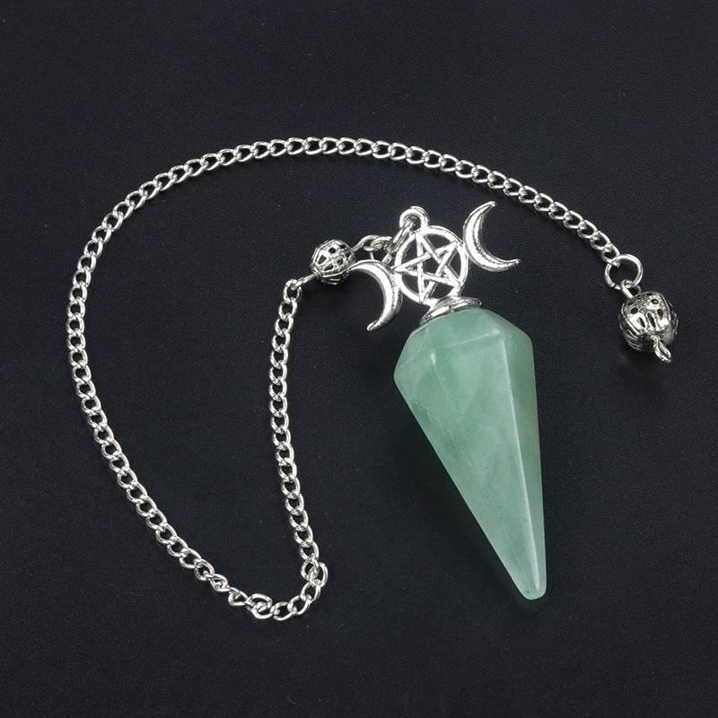 Three-phase moon meditation healing crystal hexagonal cone spirit pendulum