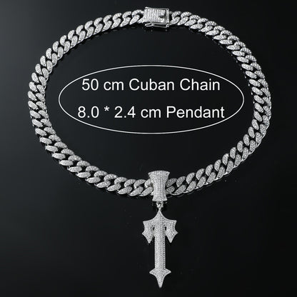 Hip-Hop Sword-Shaped Cuban Chain Pendant Necklace
