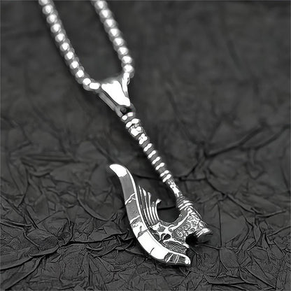 Men's Steel Skull Axe Pendant Necklace