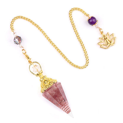 Crystal agate stone colorful crushed stone resin golden hexagonal pyramid spirit pendulum