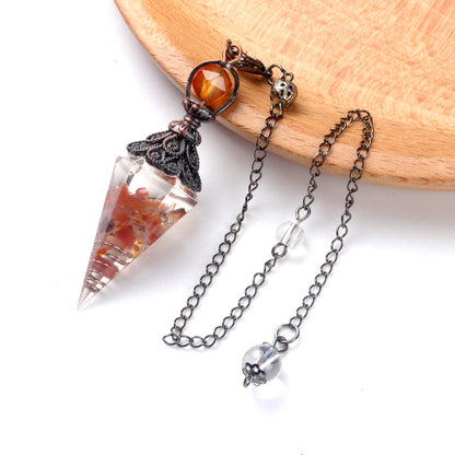 Antique copper crystal semi-precious stone multi-colored gravel resin spirit pendulum