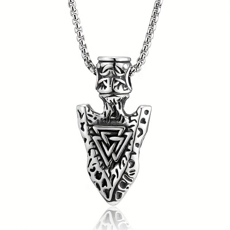 Men's Triangular Rune Arrow Pendant Necklace