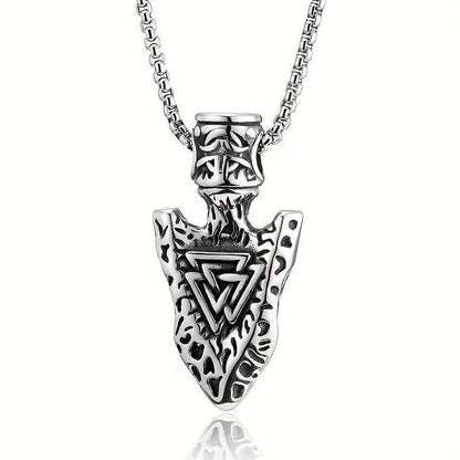 Men's Triangular Rune Arrow Pendant Necklace