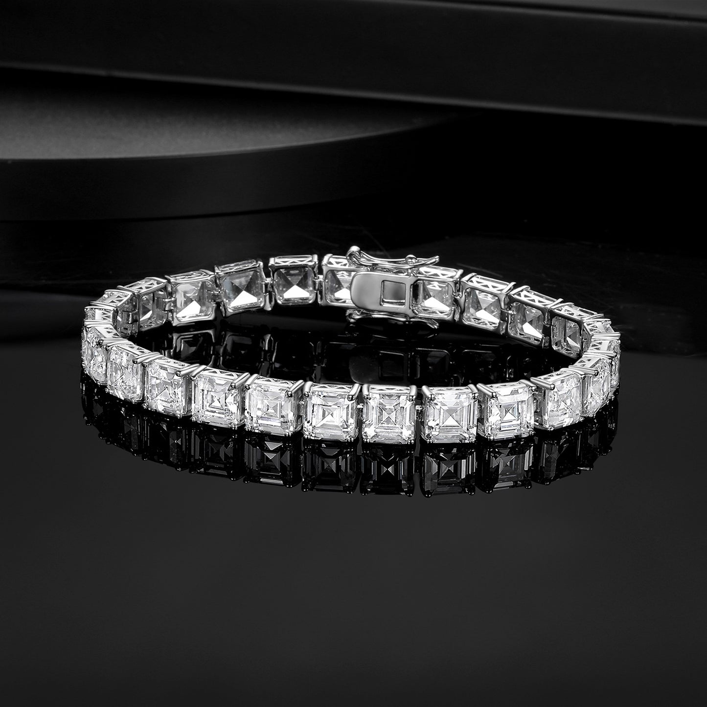 Women&Men's Four-Claw Square 7mm Zircon Cuban Tennis Bracelet