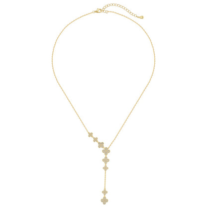 S925 Sterling Silver Four-Leaf Clover Pendant Necklace, White Round Zirconia Inlaid Niche Jewelry with Extension Chain