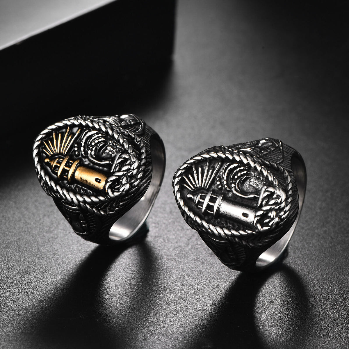 Men's Stainless Steel Minimalist Lighthouse Ring