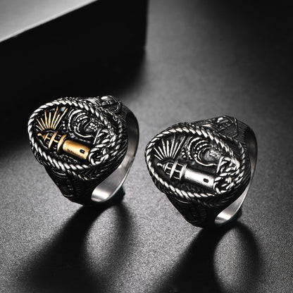 Men's Stainless Steel Minimalist Lighthouse Ring