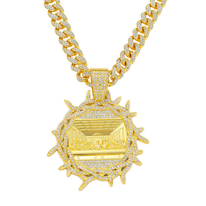 Hip-Hop Round Last Supper Cuban Chain Pendant Necklace