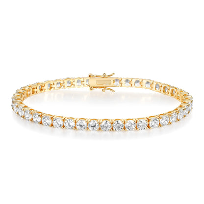 Women&Men's 18k Gold Inlaid With 3mm Zircon Cuban Tennis Bracelet