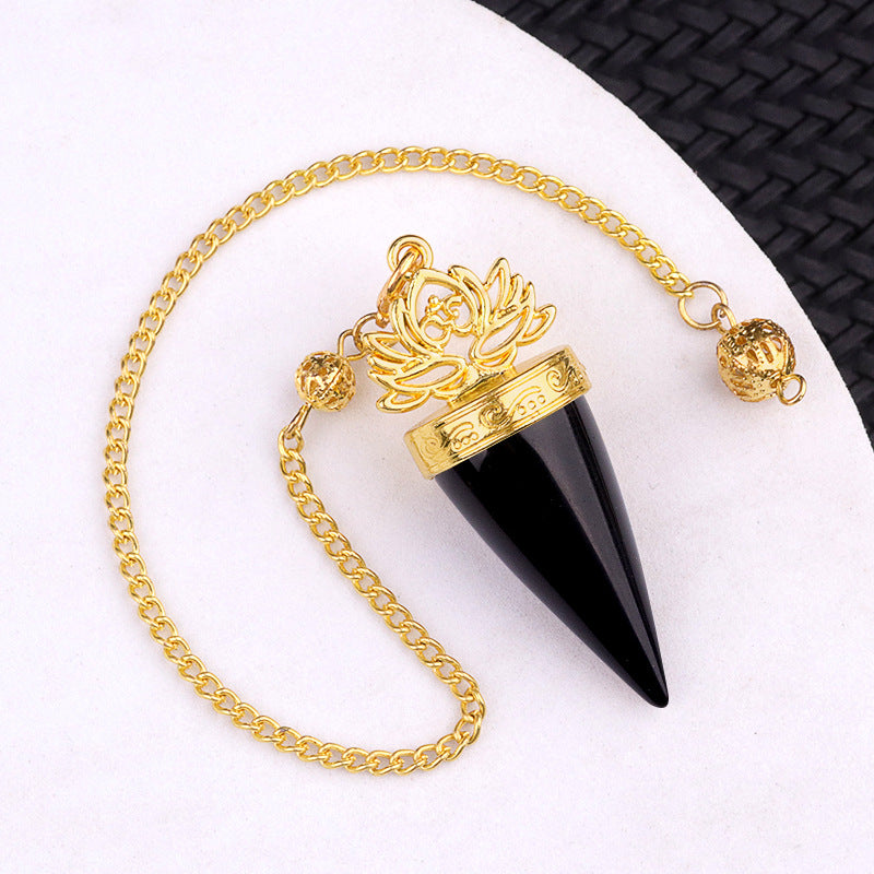 Ancient Golden lotus cone meditation yoga crystal spirit pendulum