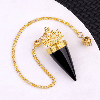 Ancient Golden lotus cone meditation yoga crystal spirit pendulum