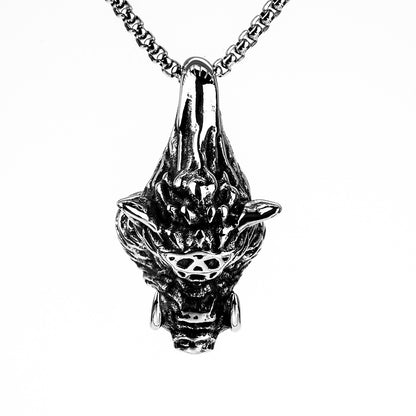 Mens Steel 3D Wild Boar Pendant Necklace
