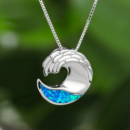 Blue Opal Wave Necklace