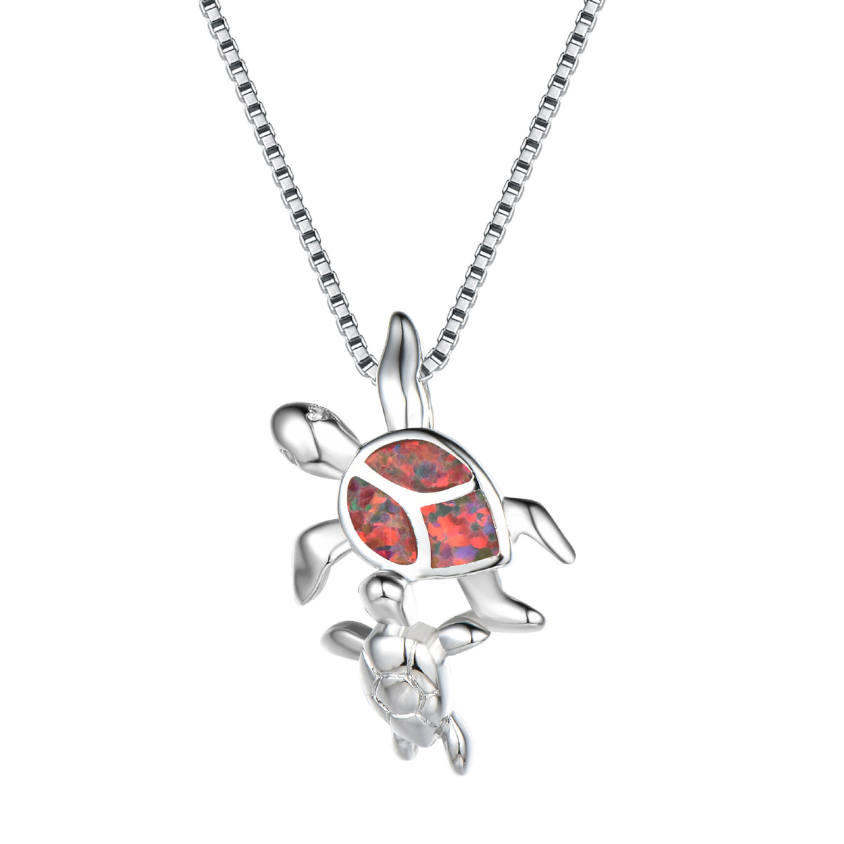 Opal Two turtle-shaped necklaces