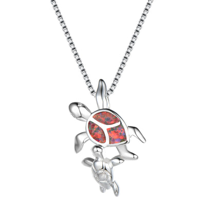 Opal Two turtle-shaped necklaces