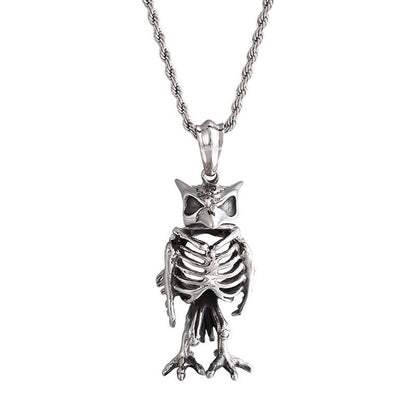 Men's Fashionable Owl Skull Pendant Necklace