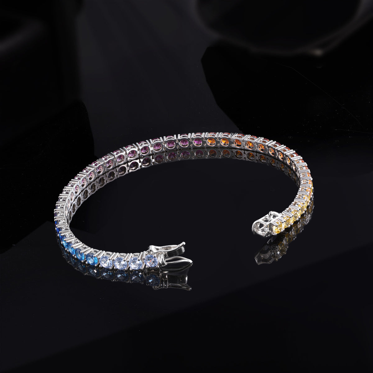 Women&Men's 3mm Color Gradient Zircon Tennis Bracelet