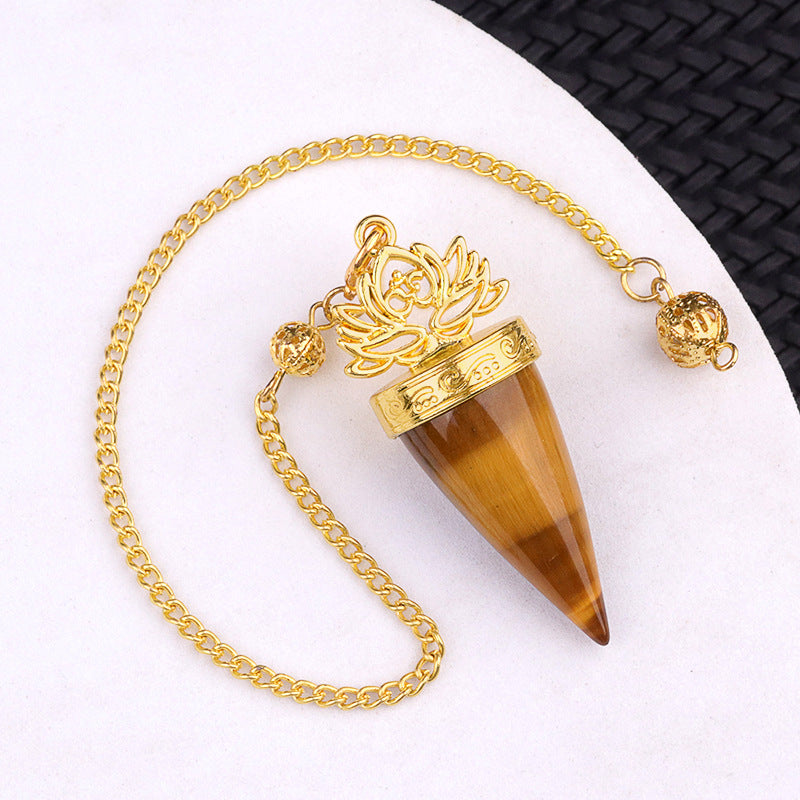 Ancient Golden lotus cone meditation yoga crystal spirit pendulum