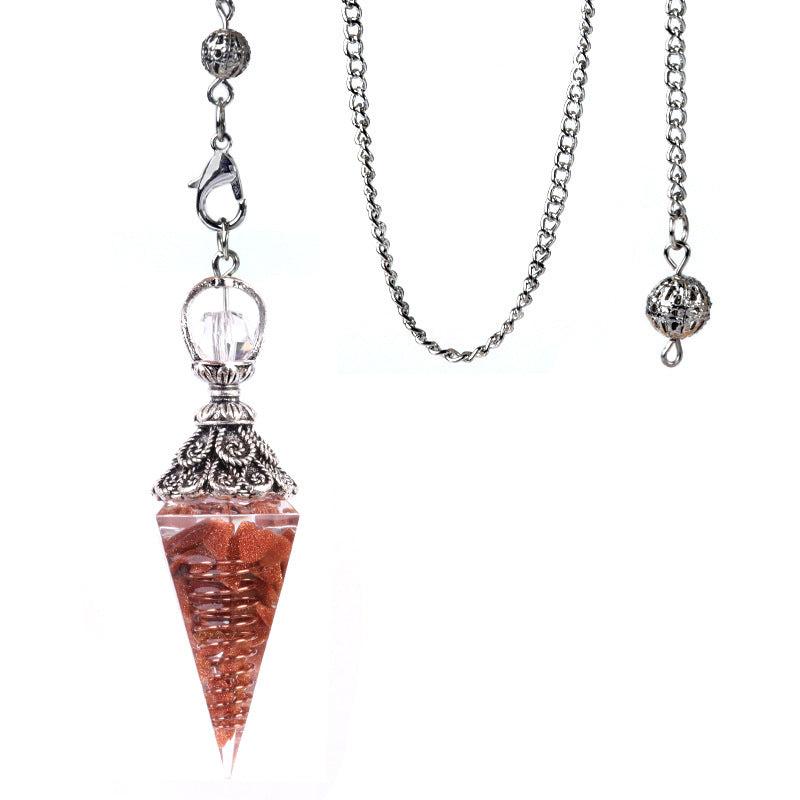 Antique silver crystal semi-precious stone multi-colored gravel resin spirit pendulum