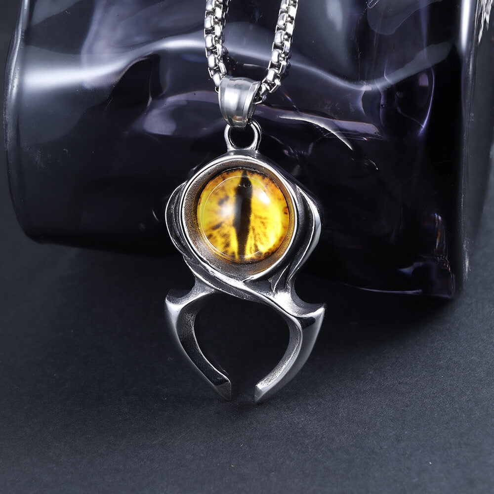 Men's Steel Evil Eye Claw Pendant Necklace