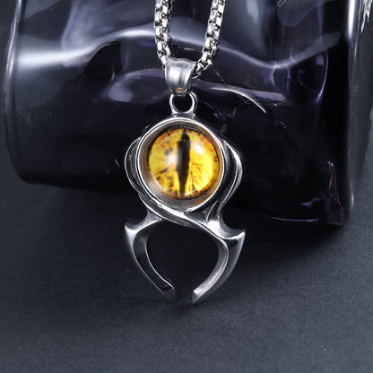 Men's Steel Evil Eye Claw Pendant Necklace