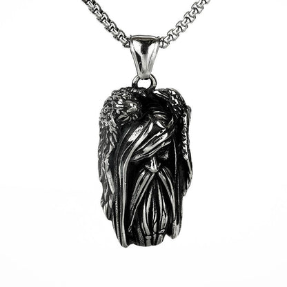 Men's Steel Two Tone Odin Raven Pendant Necklace