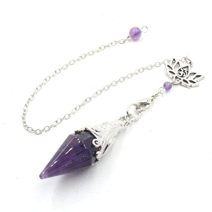 Lotus Chain Cut Pyramid Crystal Spirit Pendulum