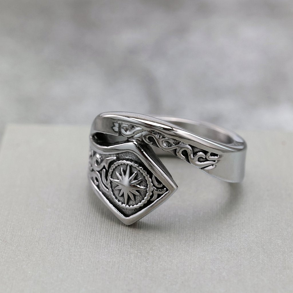 Vintage Solid Stainless Steel Indian Sun God Band Ring for Men