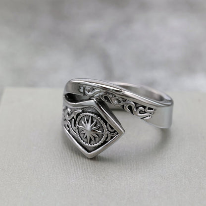Vintage Solid Stainless Steel Indian Sun God Band Ring for Men