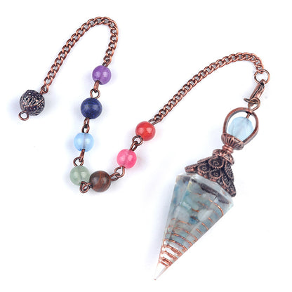 Copper-colored crushed stone resin crystal hexagonal pyramid spirit pendulum