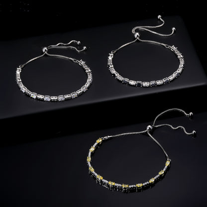 Women&Men's Simple Zircon Cuban Tennis Bracelet with Drawstring Design