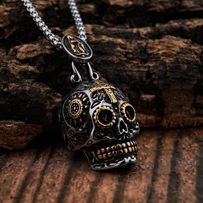 Men's Cross-shaped skull pendant
