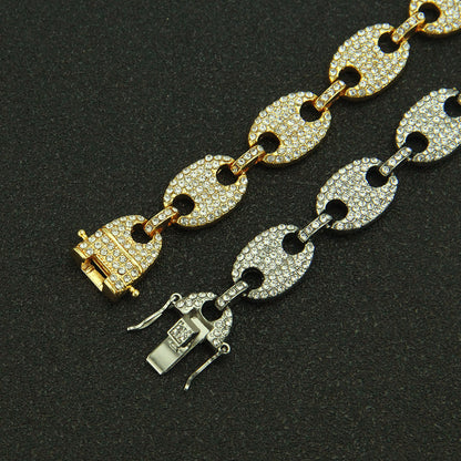 Hip-Hop Pig Nose Coffee Bean Chain Bracelet