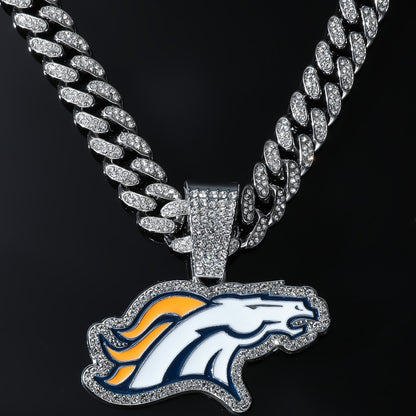 Hip-Hop Animal Horse Head Cuban Chain Pendant Necklace