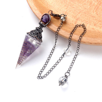 Antique copper crystal semi-precious stone multi-colored gravel resin spirit pendulum