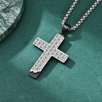 Men's Honeycomb Hollow-Out Design Cross Pendant Necklace