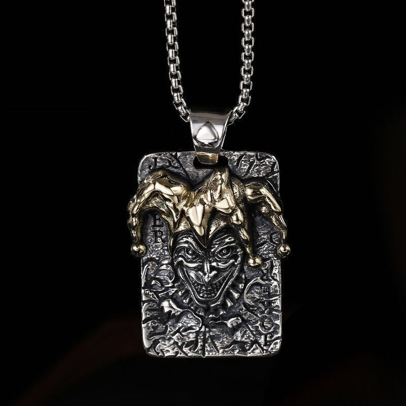 Men's Tag Pendant Clown King Necklace