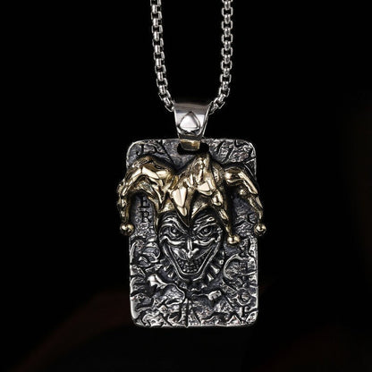 Men's Tag Pendant Clown King Necklace