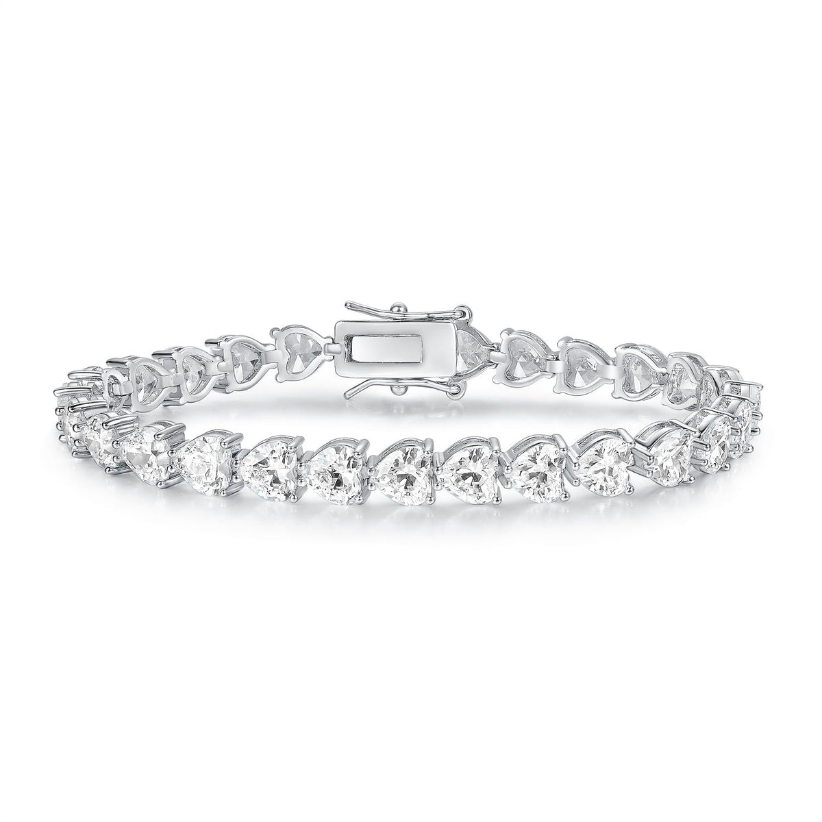 Women&Men's Inlaid Heart-Shaped Zircon Heart Tennis Bracelet