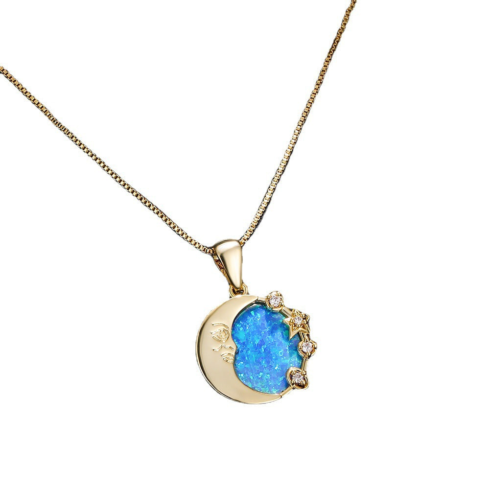 Opal Moon Round Necklace