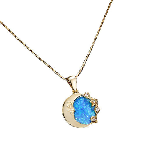 Opal Moon Round Necklace