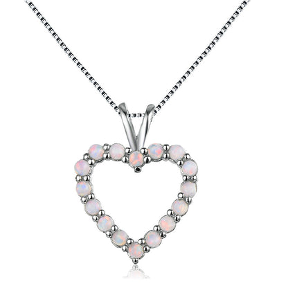 Opal  Heart-shaped Pendant Necklace