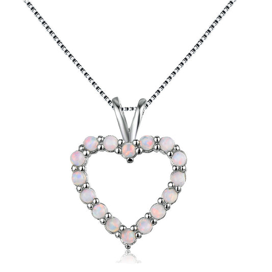 Opal  Heart-shaped Pendant Necklace