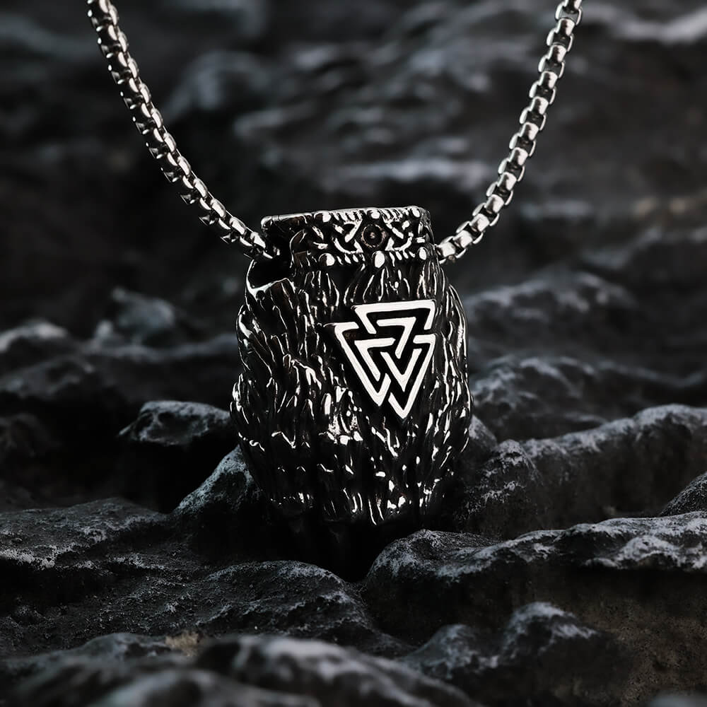 Vintage Stainless Steel Viking Bear Claw Pendant Necklace for Men