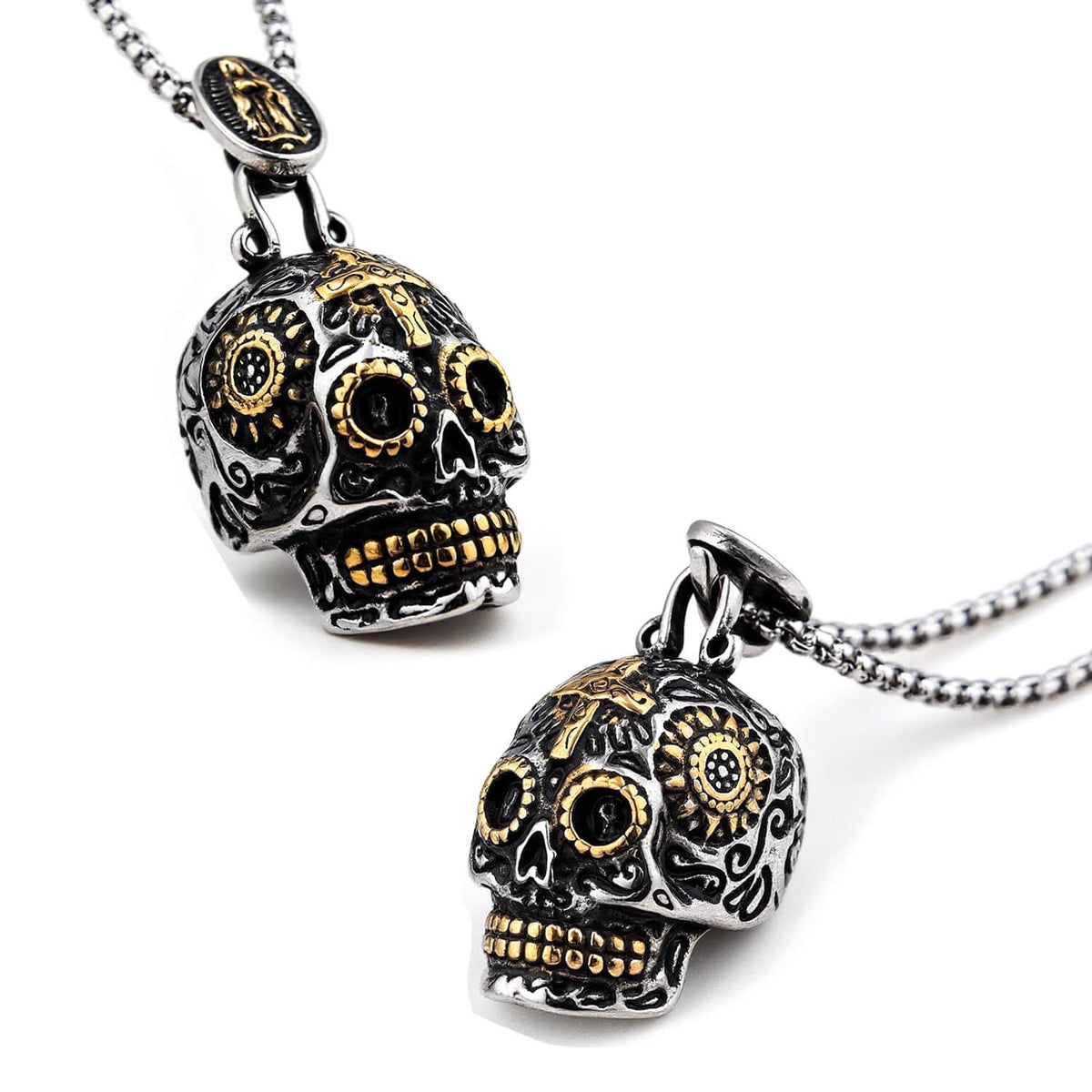 Men's Cross-shaped skull pendant