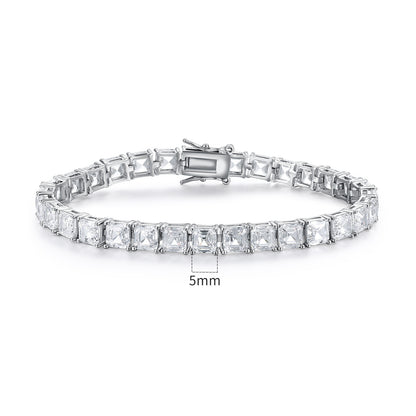 Women&Men's 5mm Square Zircon 18k Gold Plated Tennis Bracelet